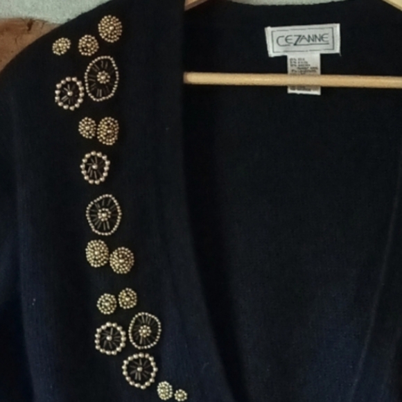 Vintage silk angora lambswool soft beaded 80's black gold M - Picture 9 of 9